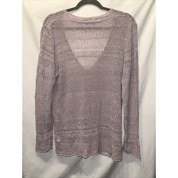 Coldwater Creek Sweater Womens 1x Lavender Purple Crochet Cottagecore Linen - Picture 10 of 14
